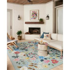 Loloi Rifle Paper Co Perennial Mint 2'-5" x 3'-11" Accent Rug | PRN-02 Indoor/Outdoor Approx. 2x4 Green Entryway Kitchen, Vibrant, Bold, Accent Rug