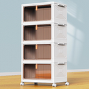 4 Tier Plastic Storage Bins with Lid 23QT, Stackable Storage Containers with Wheels, Folding Storage Boxes, Stackable Storage Bins, Organizers and Storage for Living Room,Office,Dorm