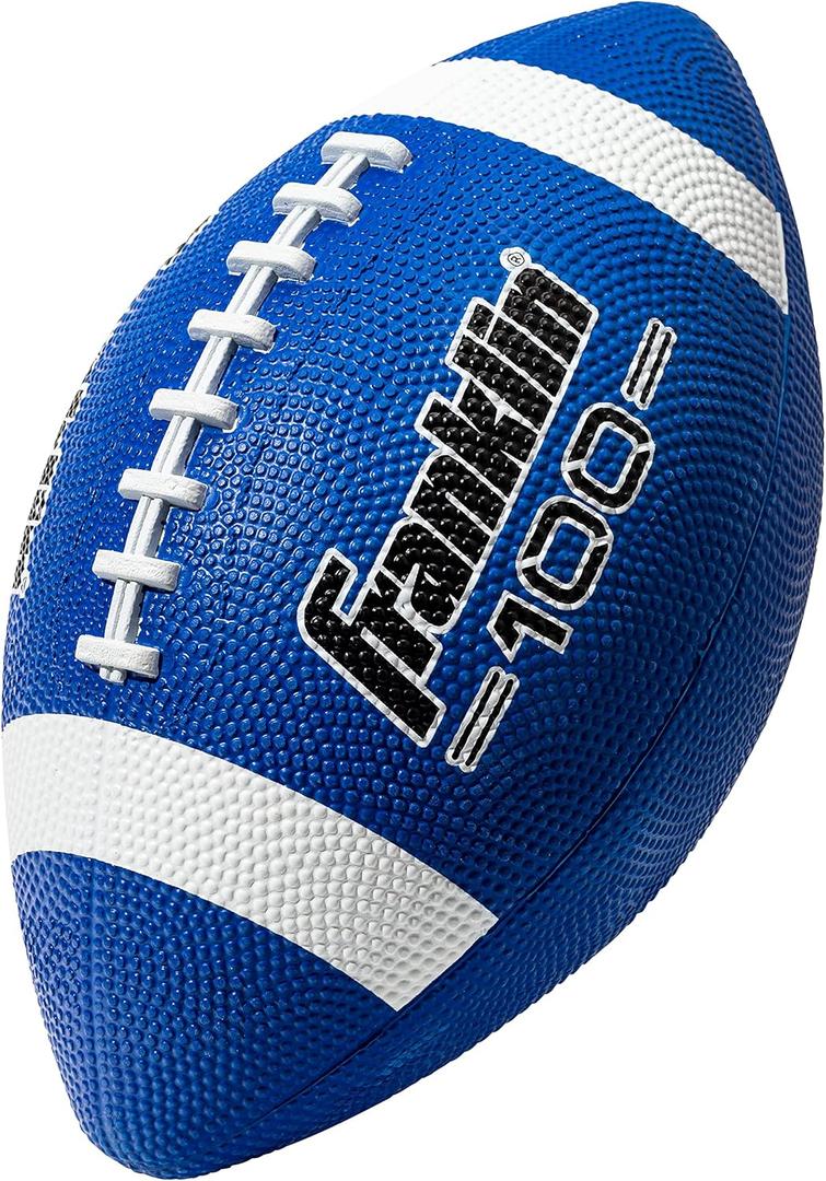 Franklin Sports Kids Junior Grip-Rite Youth Junior Size Rubber Footballs - Peewee Kids Durable Outdoor Footballs (Blue/White)