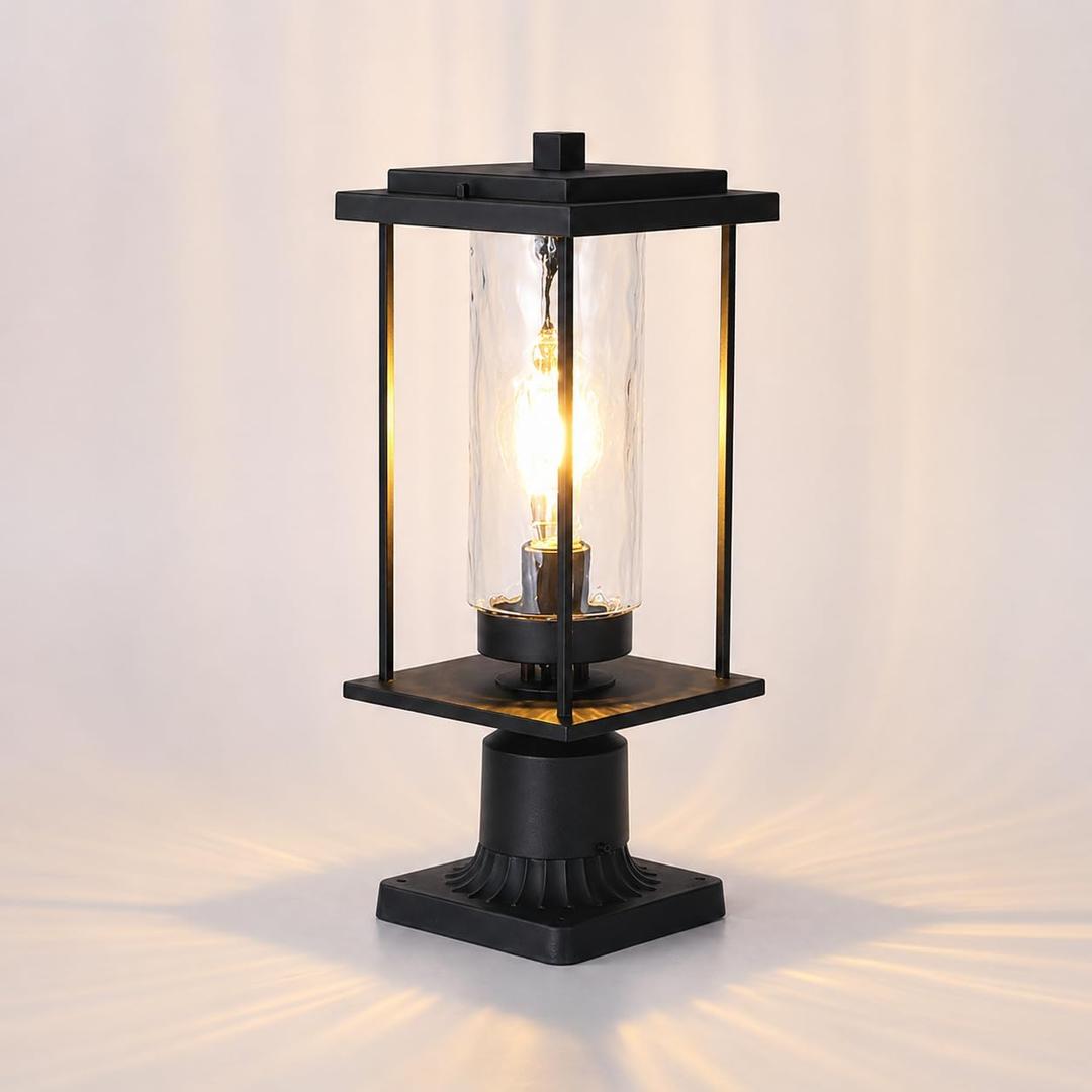 Outdoor Post Lights, Waterproof Aluminum Pillar Light with Warm LED Bulb, L6.7" x W6.7" x H17"