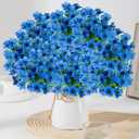 Artificial Faux Plants Flowers Outdoor Spring Summer Decoration, 12 Bundles Artificial Flowers Outdoor UV Resistant Fake Plastic Flowers Faux Plants for Planter Porch Patio Decor (12, Blue)