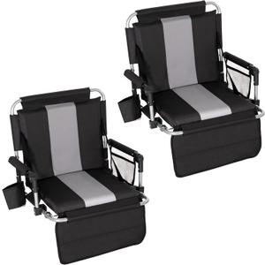 HIGH POINT SPORTS Foldable Stadium Seat Portable Folding Stadium Chairs Padded Bleacher Seat Cushion Bleacher Chair with Armrest and Cup Holder, 21.2 inches x 17.3 inches x 17.3 inches