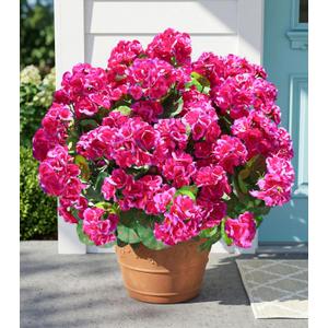 Fake Geraniums Artificial Flowers for Outdoors Outside, 6 Bundles Fuchsia Silk Geraniums Fake Flowers Plants Realistic UV Resistant Faux Flowers for Outdoor Planters Garden Balcony Yard Porch Indoor