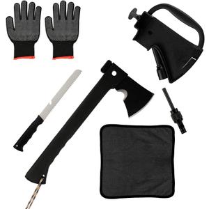 Outdoor Camping Hatchet Axe, Tactical Axe And Hammer, Small Fire Starter And Whistles, Essential Emergency Survival Tool, Multifunctional Tomahawk with Sheath, Military Grade Hiking Hunting