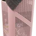Mind Reader Slim Laundry Hamper with Lid, 60L Clothes Basket, Ventilated Plastic, 17.25"L x 13.75"W x 23.5"H, Pink