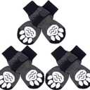 EXPAWLORER 6PCS Anti-Slip Dog Socks to Prevent Licking Paws,Dog Shoes for Hot Pavement, Best Paw Protector Traction Control on Hardwood Floor, Dog Booties for Puppy Small Medium Large Senior Dogs (Black Grey), Medium (6 Count)