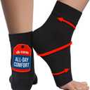 KEMFORD Ankle Compression Sleeve - Plantar Fasciitis Braces - Open Toe Compression Socks for Swelling, Sprain, Neuropathy, Foot Arch Support for Men and Women - 20-30mmhg, S, Black