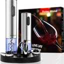 Electric Wine Opener Set, Roter Mond Automatic Wine Bottle Opener with Charging Base, 7-in-1 Wine Present with Wine Aerator Pourer Electric Vacuum Pump with 2 Stoppers Wine Foil Cutter for Home Party (7-in-1 Wine Set)