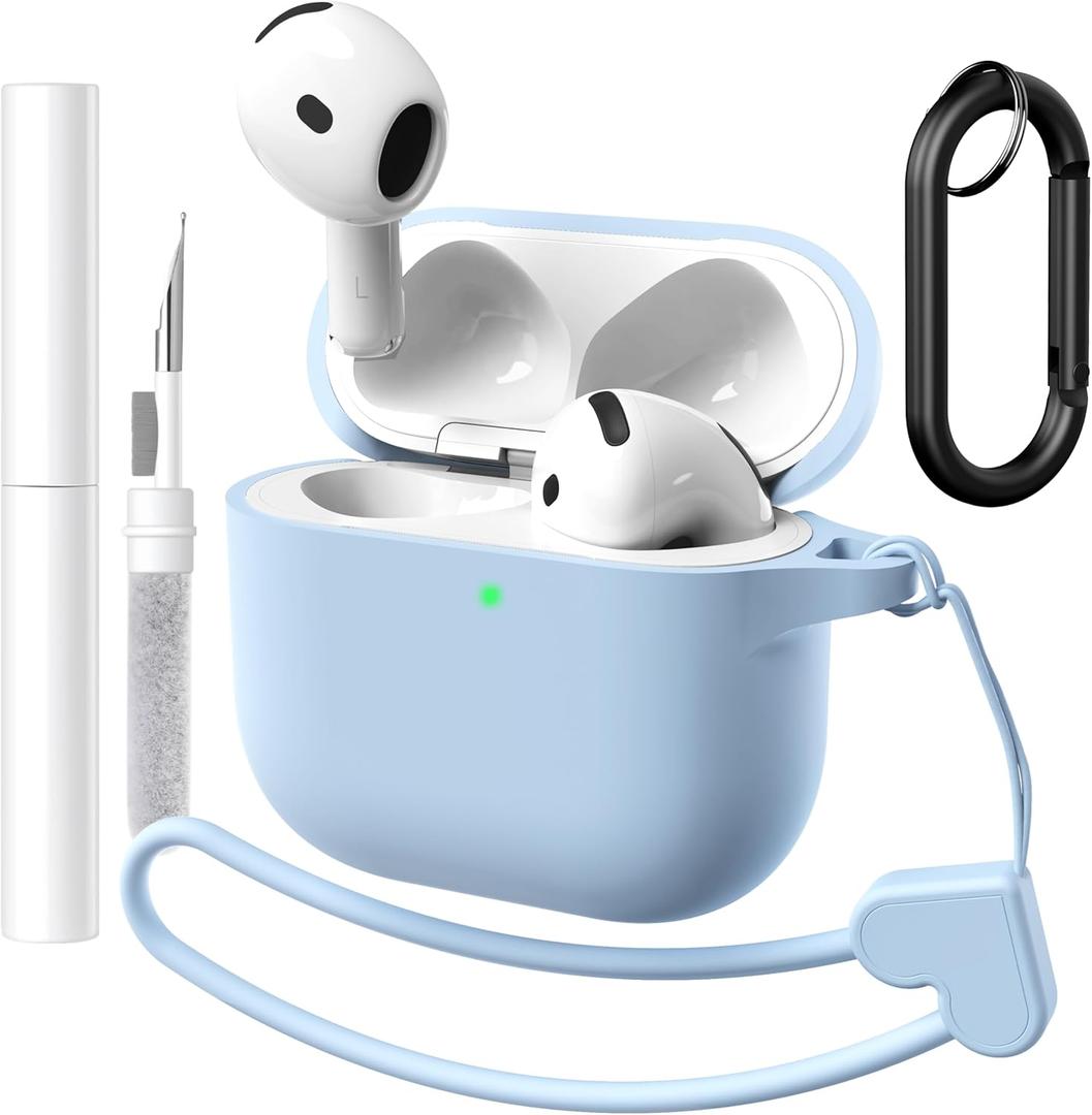 Brujula for AirPods 4 with ANC Case Silicone Protective Cover, Compatible with AirPods 4th Generation 2024(Light Blue, AirPods 4 with ANC)