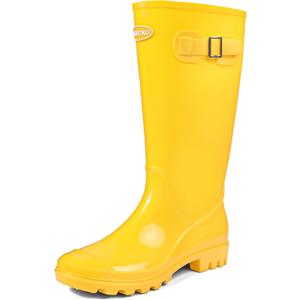 DKSUKO Women's Tall Rain Boots Garden Boots Waterproof Wellington Rubber Boots (6, Bright Yellow)