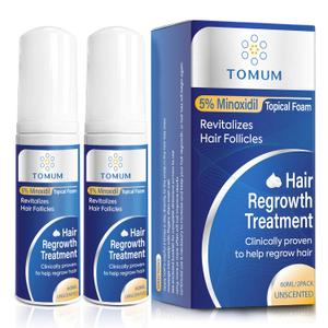 5% Minoxidil Foam for Hair Growth and Regrowth - Slows Hair Loss, Promotes Thicker and Longer Hair for Men and Women 2 Month Supply