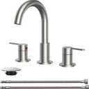 QFN Bathroom Faucets 3 Hole Brushed Nickel, 8 Inch Widespread Vanity Sink Faucet with Aerator, 2 Handle 360 Swivel High Arc Spout, Spot-Free Finish, cUPC NSF Certified and CEC & DOE Compliant (Stainless Steel)