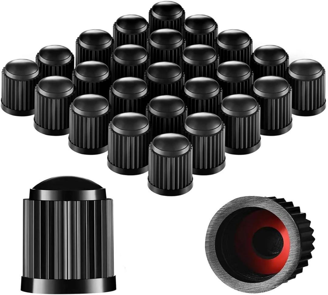 4 x DBlosp Car Tire Valve Stem Caps, 50 PCS Plastic Tire Valve Stem Caps, Durable & Stylish Air Caps for Cars, SUVs, Trucks, Bikes, Motorcycles - Corrosion Resistant, Leak-Proof Accessories