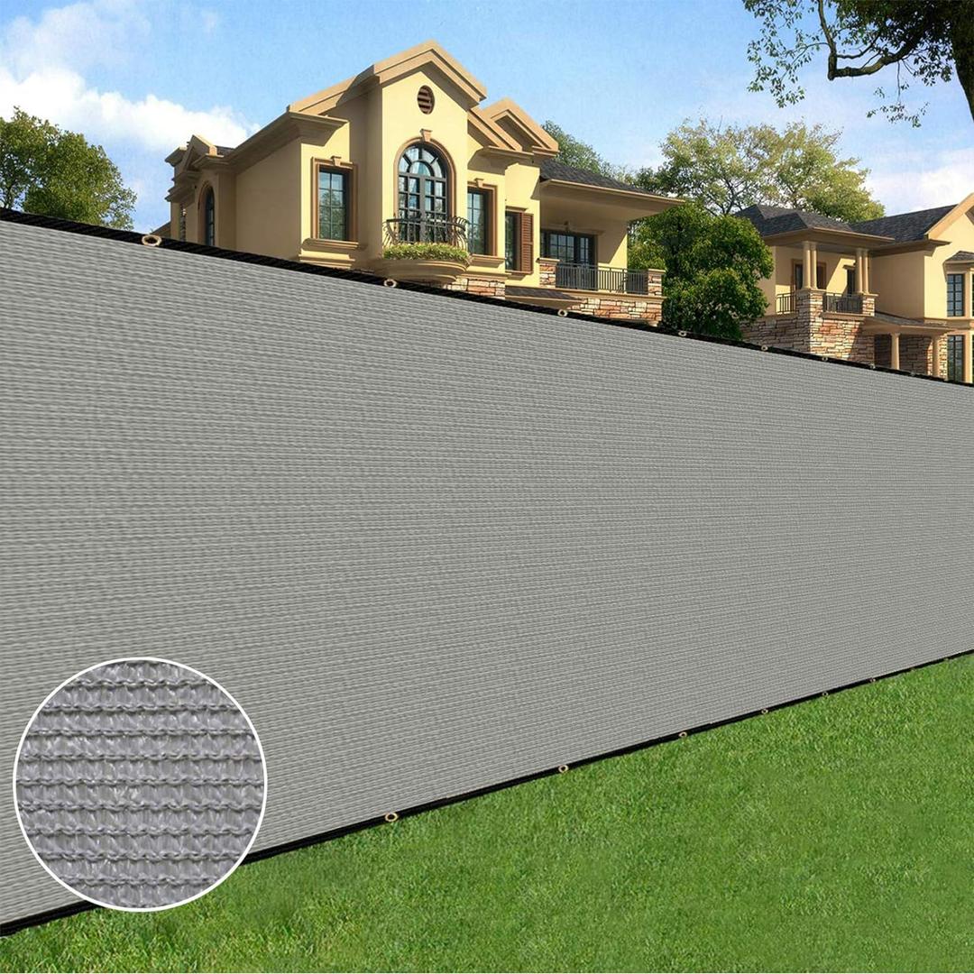 Sunnyglade 6 feet x 50 feet Privacy Screen Fence Heavy Duty Fencing Mesh Shade Net Cover for Wall Garden Yard Backyard (Grey, 6 ft X 50 ft) (Gray)