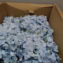 10PCS Silk Hydrangea Heads with Stems Artificial Flowers for Wedding Party Home Decor (Blue)