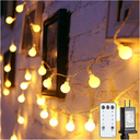 Globe String Lights 43 Ft 100 LED Fairy Lights Plug in with Remote Timer 8 Modes Connectable Twinkle Light for Bedroom Classroom Wedding Christmas Indoor Outdoor Decor, Warm White
