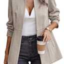 ELLEVEN Blazers for Women Business Casual Open Front Suit Jacket Herringbone Long Sleeve Stand Collar Work Blazer for Office with Full Lining and Padded Shoulders Apricot X-Large