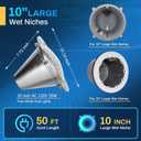50FT AC120V LED Pool Lights, 10 Inch 35W Pure White Pool Light, Only for Replacement of 10 Inch Underground Pool Niches, Input Voltage AC 120V