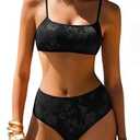 ANRABESS Womens High Waisted Bikini Sets 2 Piece Swimsuits Cute Lace Square Neck Modest Bathing Suit 2026 Black XX-Large