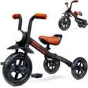 KRIDDO 2-in-1 Kids Balance Bike and Kids Tricycle for 2 to 5 Year Old, Toddler Balance Bike with Detachable Pedals, Tricycles for 3-5 Year Olds with Stitched Soft Grip, Black