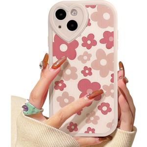 Lovmooful for iPhone 13 Case Cute Flower Floral with Love Lens-Pink Flower