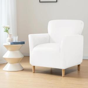 MINGPINHUIUS Banquet Velvet Armchair Slipcovers: Mid Century Luxury 1Piece Chair Covers Super Soft Jacquard with Elastic Bottom Furniture Protector for Living Room Bedroom (Cream)