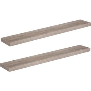 HOOBRO Floating Shelves, Wall Shelf Set of 2, 47.2 Inch Hanging Shelf with Invisible Brackets, for Wall Decor in Bathroom, Bedroom, Toilet, Kitchen, Living Room, Office, Greige BG120BJP201