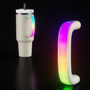 6 Colors LED Light-Up Tumbler Handle for Stanley 40oz/30oz, Comfortable Water Bottle Handle for Stanley Tumbler-Compatible with 40oz Stanley Cup Accessories, Use for Outdoor, Party, Home (Cream)