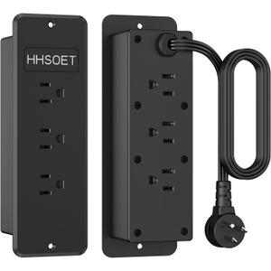 HHSOET Recessed Power Strip, Fast Charging Furniture Outlet Flat Plug, Flush Mount Surge Protection with 6 AC Outlets, 6ft Power Cord for Conference Table, Nightstand