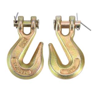 3/8 Inch 2Pcs Clevis Grab Hooks Grade 70 Chain Hook 7500 Lbs Working Load Limit for Trailer Truck Transport, Yellow Zinc Finish
