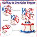 Baseball 1/2 Birthday Decorations Kit - Includes 1/2 Way to First Banner, High Chair Garland, Cake Topper, Soft Crown & Photo Backdrop for 6-Month Rookie Party