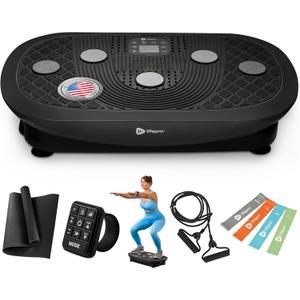Lifepro Rumblex Plus/Pro 4D Vibration Plate for Lymphatic Drainage Triple Motor Whole Body Vibration Platform Machine for Muscle Toning 7 Training Modes, 60 Speed Levels & Resistance Bands
