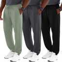 3 Pack Men's Big and Tall Joggers Lounge Sweatpants Athletic Gym Pants with Pockets Workout Drawstring Jogger Pant (5X-Large, Pea Green, Dark Gray, Black)