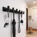 Matte Black Coat Rack Wall Mount - 6 Hooks, Heavy Duty Stainless Steel Wall Hooks for Towels, Coats, Robes, Bags, Hats, Keys, Wall Coat Hanger for Bathroom, Entryway, Kitchen, Hotel, Bedroom, Office