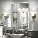 22x30 Inch Silver Bathroom Mirror, Silver Metal Frame Mirror, Rounded Rectangle Bathroom Vanity Mirror, Shatterproof, Anti-Rust (Horizontal/Vertical)