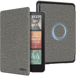 CoBak Magnetic Case for 7" Kindle Paperwhite 12th Gen 2024 and Kindle Colorsoft - Compatible with iPhone MagSafe, for Samsung/Belkin/Anker Wireless Charging Pads, Lightweight, Auto Sleep Wake (Mag Ring Gray)