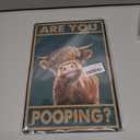 Vintage Highland Cow Are You Pooping Funny Tin Signs Bathroom Toilet Wall Decor 8 x 12 Inch