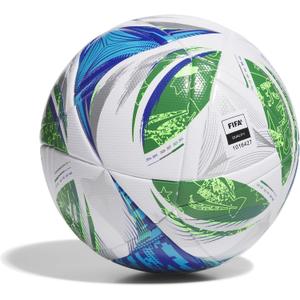 Adidas Unisex-Adult MLS League Nativo Soccer Ball,White/Green/Glory Blue/Solar Blue,4