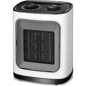 Kismile Portable Electric Space Heater, Small Ceramic Heater Fan with Thermostat, Tip-Over and Overheat Protection,Fast Heating for Home/Office,1500W(White)