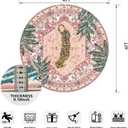 Washable Pink Rugs Thin Oriental Boho Vintage Cute Tropical Leopard 4ft Round Area Rugs for Bedroom Kitchen Dining Living Room Office Indoor Entryway Distressed Nursery Circle Carpet