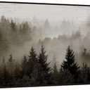 KREATIVE ARTS Large Framed Forest Canvas Wall Art 24x48'' Foggy Mountain Landscape Print with Black Floater Frame, Nature-Inspired Decor for Living Room, Bedroom, or Office