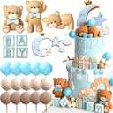 JeVenis Blue Bear Cake Decoration Baby Bear Baby Shower Cake Topper Bears Cake Decoration Baby Shower Birthday Cake Decoration
