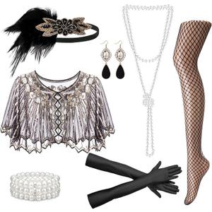 RIOSO 1920s Accessories for Women Flapper Gatsby Roaring 20s Accessories Costume Black