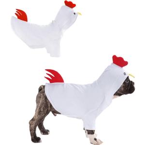 DELIFUR Dog Halloween Chicken Costume - Dog Thanksgiving Hoodies for Small Medium Pet Cute Animal Clothes Cosplay Sweatshirt for Boston Terrier (Chicken, Small)