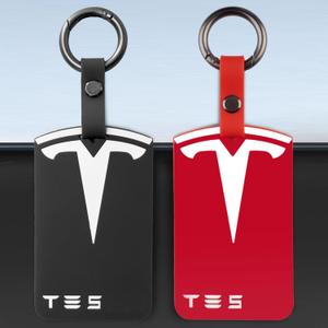 Silicone Key Card Holder Case Compatible with Tesla, Key Protector Cover Including Key Chain Secure Fit,1 PCS (Black and Red)
