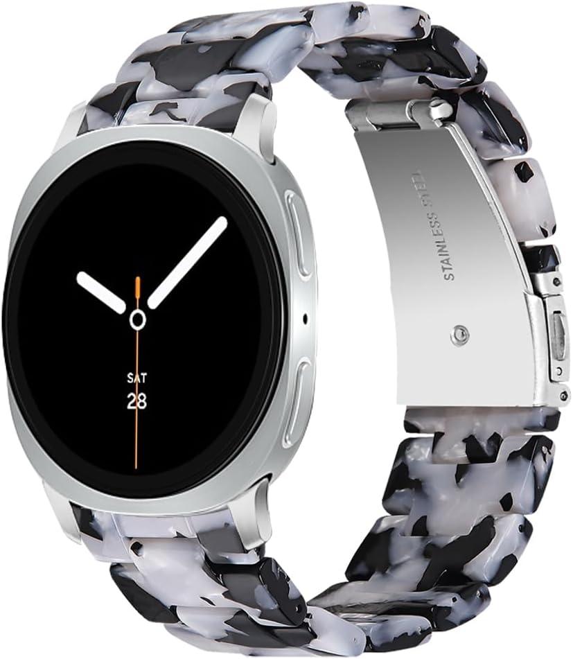 Resin Band Compatible with Samsung Galaxy Watch 8 40mm 44mm / 8 Classic 46mm 2025, Waterproof & Lightweight Bracelet Wristband Replacement with Stainless Steel Buckle, Fashion Strap for Samsung Galaxy Watch 8 Women  (Cow Flower)