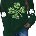 Ykomow St Patricks Day Sweatshirt Women Long Sleeve Leopard Shamrock St. patricks Shirts Tees (Green, L)