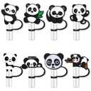 6pcs Panda Straw Cover for Tumbler Cap, Straw Topper, 10mm Drinking Straw Tip Covers for Accessories