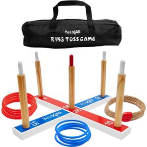 Yes4All Ring Toss Wall Game/Indoor & Outdoor Game for Adults, Camping, Party (F. Natural wood)