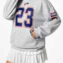 SOLY HUX Hoodies for Women Number Graphic Hooded Sweatshirt Drop Shoulder Long Sleeve Y2k Pullover Tops, Grey Letter, X-Small